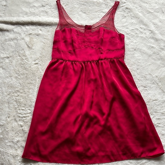 American Eagle Red Satin And Mesh Dress Size 12 - Picture 1 of 8